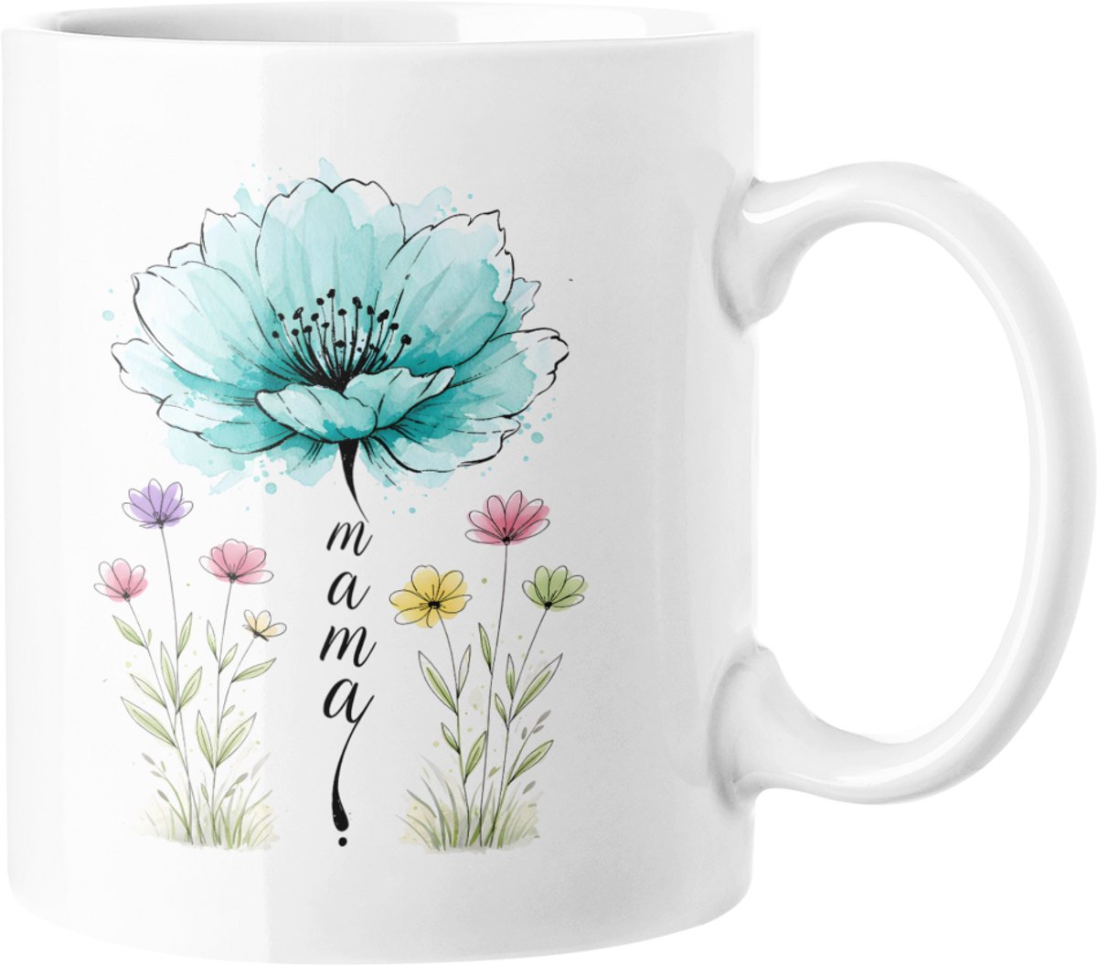 Aquarel Bloem Mama Mok - Elegant Moederdag Koffiekopje Cadeau