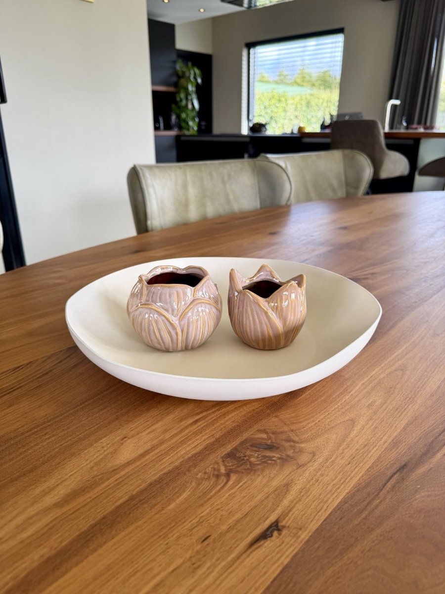 Kaarshouder Set – Roze – Keramiek (2-delig)