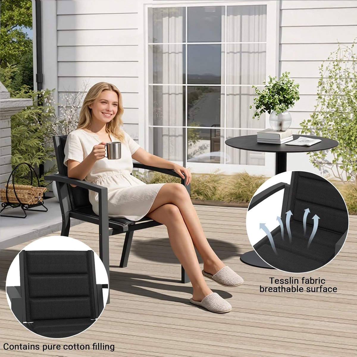 Tuinmeubelset 8 Personen 70x62 cm Aluminium Lichtgewicht Grijs – Luxe Dining Set met Stapelbare Stoelen, Weerbestendig, Modern Design – Nicolehome
