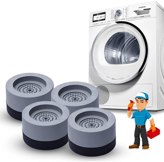 Merkloos Serie - Antivibrerende Matten - 4 Stuks - Voor Wasmachine en Vaatwasser - Grijs — afbeelding 3