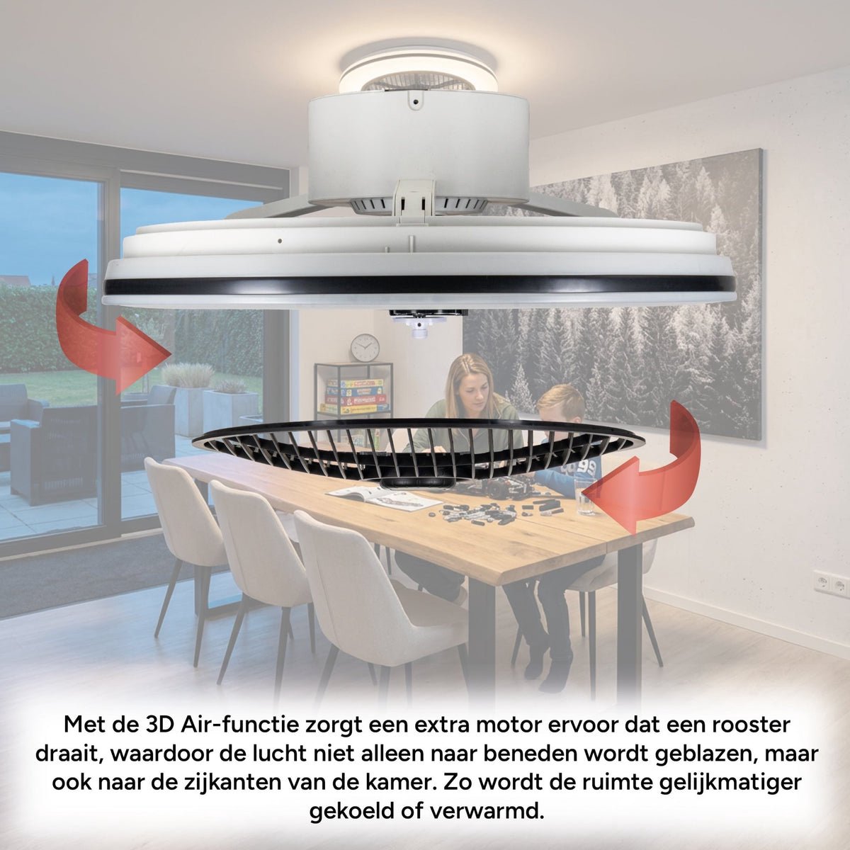Proventa Plafondventilator met LED verlichting - Dimbaar met afstandsbediening - Plafondlampen met Ventilator & Lamp - Zwart Wit - Ventilatorlamp - Ventilatoren plafond - Plafonventilator thumbnail 7
