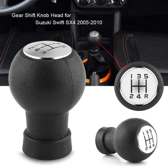 Versnellingspookknop Auto - Schakelhendel Handrem - Auto Interieur Upgraden - Specifiek voor Swift SX4 - 1 stuk - Zwart van Merkloos — afbeelding 2