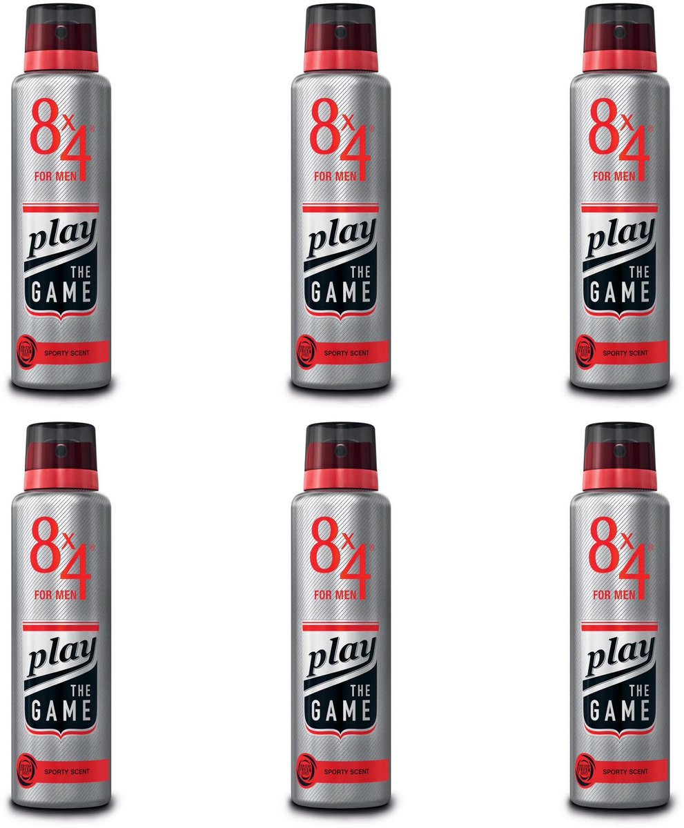 8x4 For men - Play the Game - Deodorant - Voordeelset (6 x 150ml)