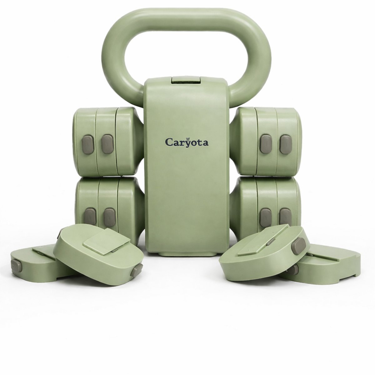 Caryota 2-in-1 Verstelbare Kettlebell & Dumbbells - 2x 2.5 kg Dumbbell Set - 5.5 kg Fitness Gewichten Voor Thuis Workout - Mint Groen ABS + IJzer