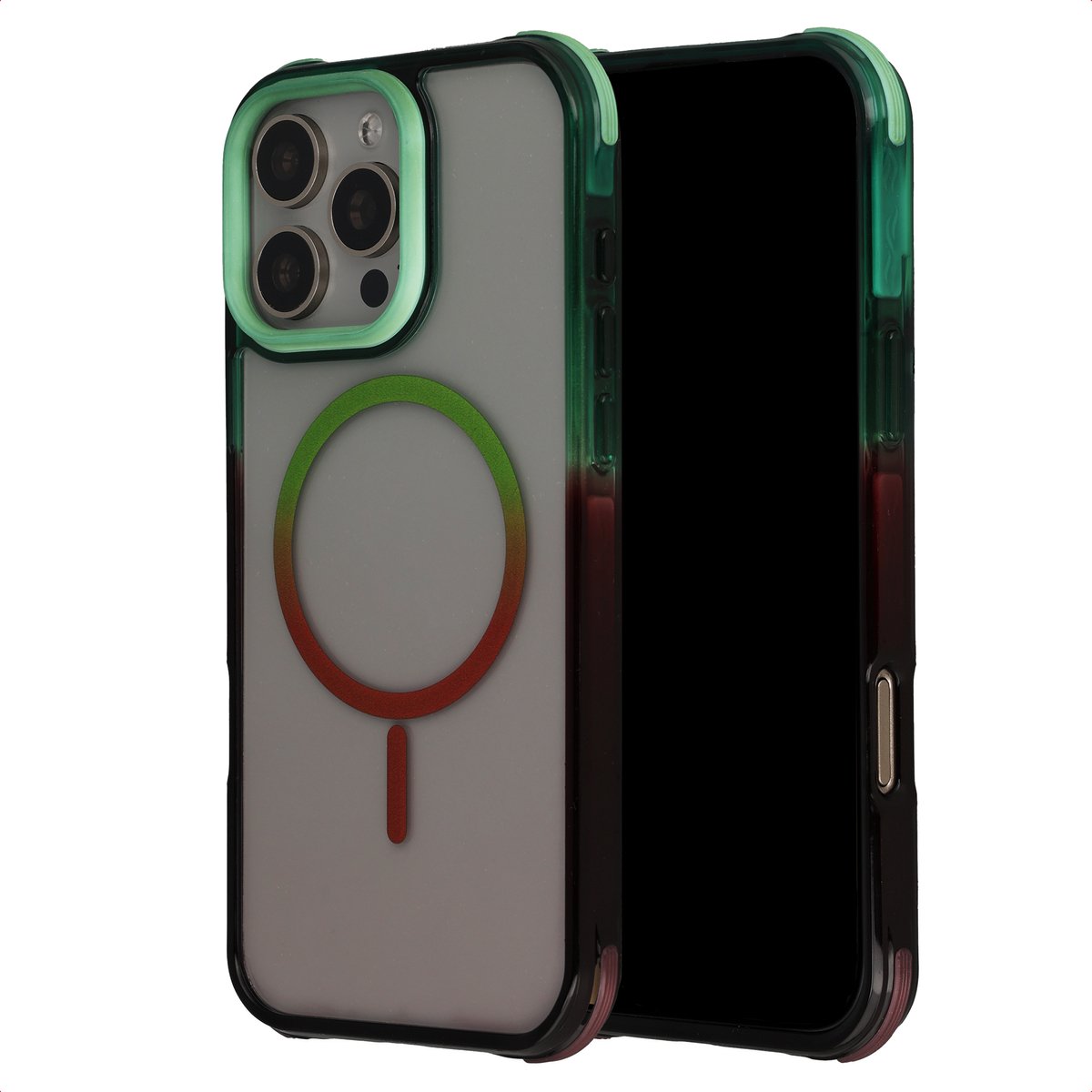 Selencia Hoesje - Geschikt voor Apple iPhone 16 Pro Max - Gradient Backcover - Groen / Bruin