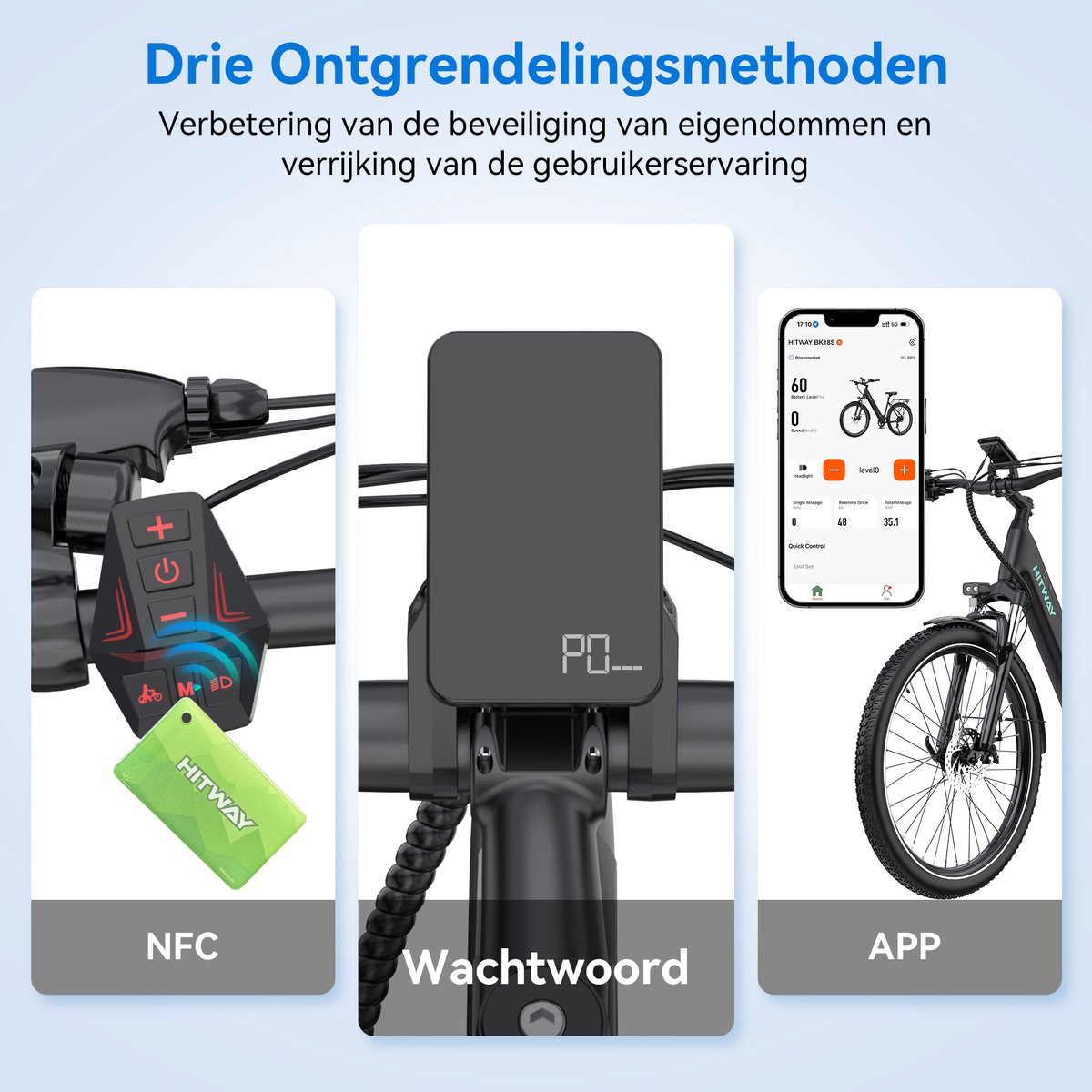 Hitway BK18S: 250W elektrische fiets met 60-100km bereik en app-bediening thumbnail 5