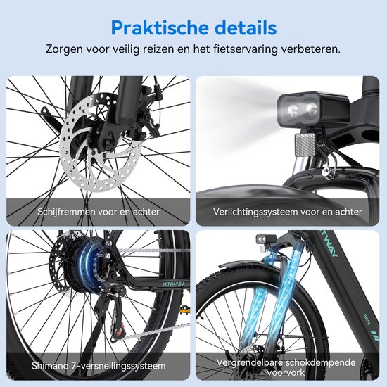 Hitway Elektrische Fiets BK36 - Trendy 20*4.0 Inch Fat Tire City Commuter EBike met Afneembare 48V 10.4Ah Lithium Batterij - Opvouwbaar Mountain E-Bike met 250W Motor - 7 Versnellingen - IP54 Waterdicht van Hitway — afbeelding 2