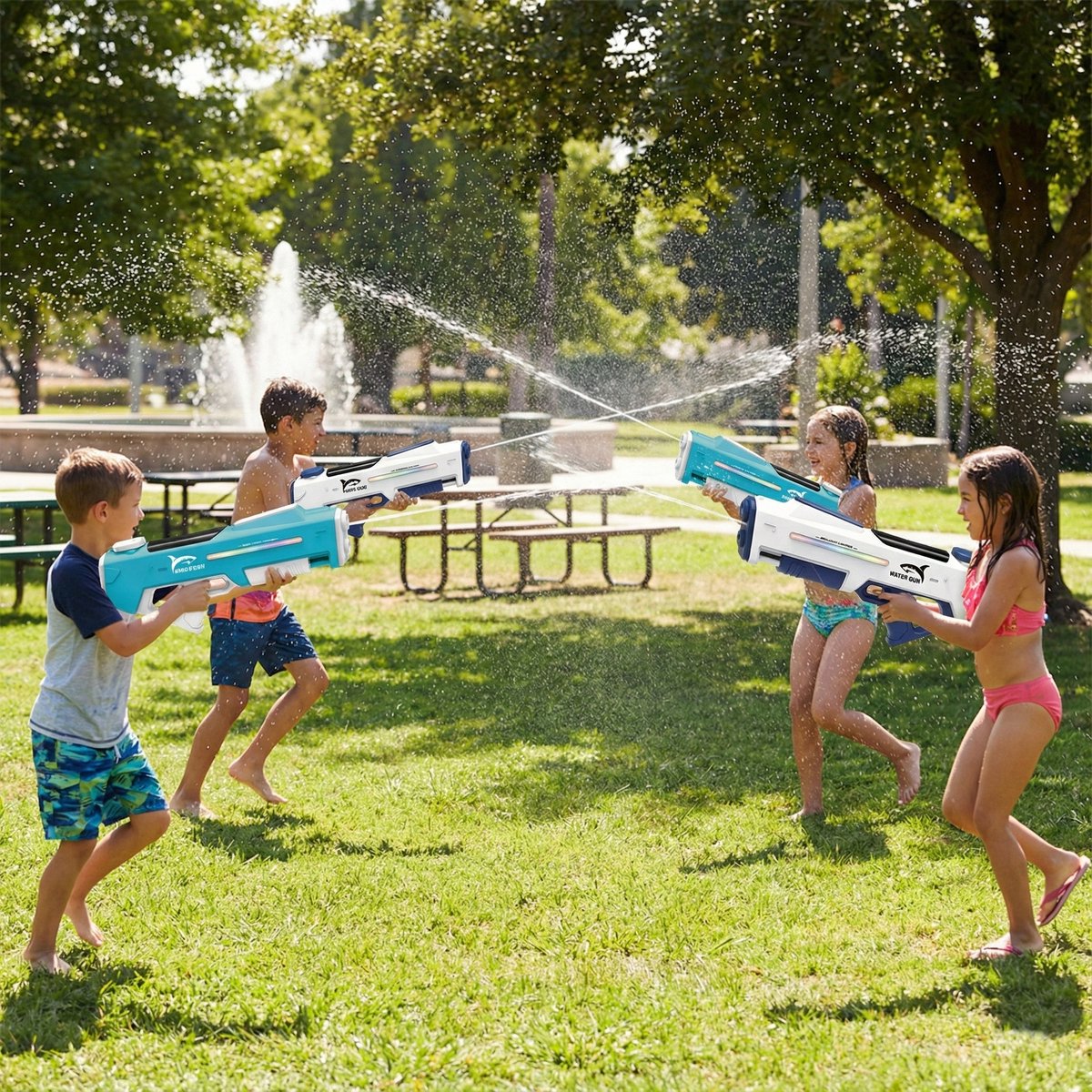 Elektrisch Waterpistool 46cm XL - 7m Bereik - 350ml - Water Pistool met Licht - Automatisch Watergeweer - Super Soaker - Waterspeelgoed - Elektrisch speelgoed - Buitenspeelgoed voor Kinderen & Volwassenen - Inclusief batterij - USB Oplaadbaar - Blauw — afbeelding 5