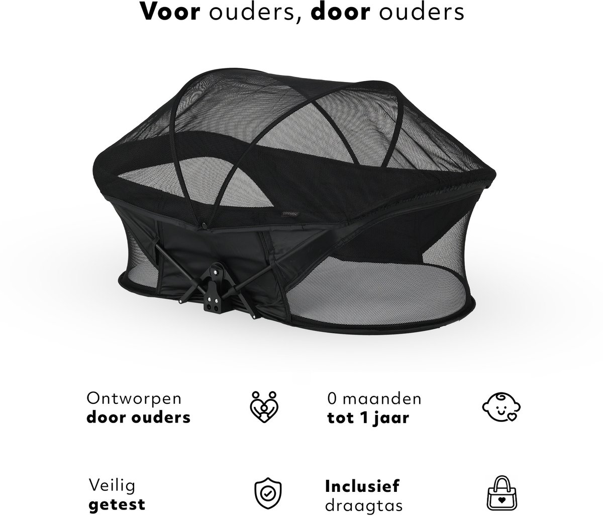 Deryan Infant Deluxe BabyBox Campingbedje - Matras en klamboe - Zwart – foto 4