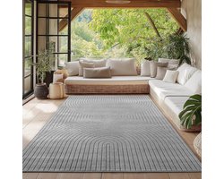 Homebyhome Rug for Living Room, Bedroom, Short Pile Grey, High Low Effect, Soft and Washable, Suitable for Outdoors, Easy Care, 120x170 cm