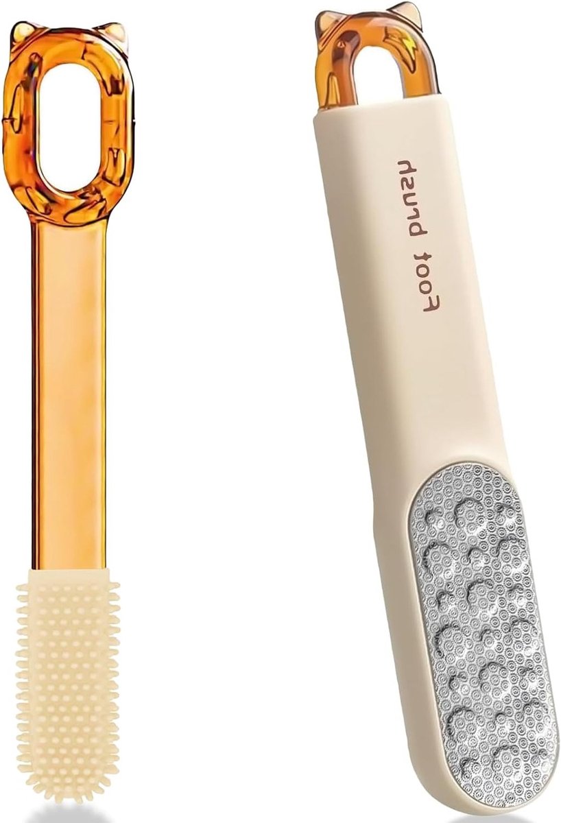 3-in-1 Voetvijl voor Pedicure, Dubbelzijdige Eeltverwijderaar met Voetscrubber en Teenborstel, Roestvrijstalen Scrubber voor Gescheurde Hielen en Eeltverwijdering