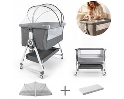 EuroBaby® Nuva Co-Sleeper - Verstelbaar & Veilig Naast Je Bed - Baby Wieg Inclusief Matras & Mosquitonet