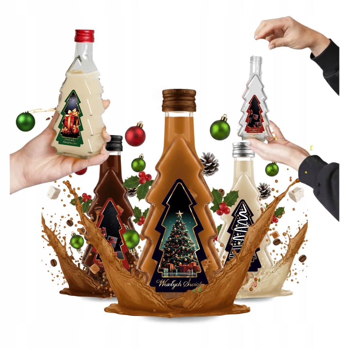 Bimberek - Butelki Set - Kerstboomvorm - 5 stuks - Etagelabel