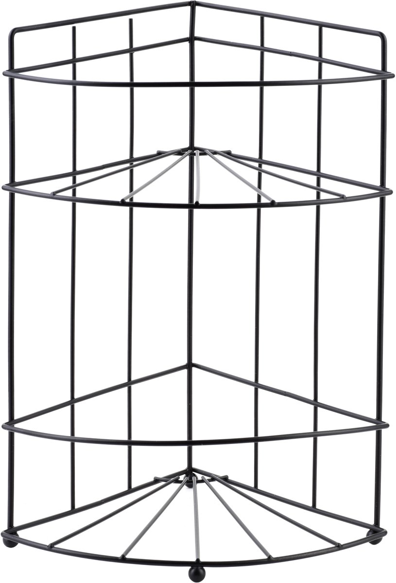 Carl Black - Hoekige Badkamerplank - 2 Planken - Zwart Metaal - 18,5x14x26 cm