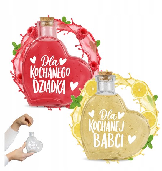 Bimberek - Glazen Hartvormige Fles - 250ml - Geschenk voor Grootouders - Met Kurk — afbeelding 2