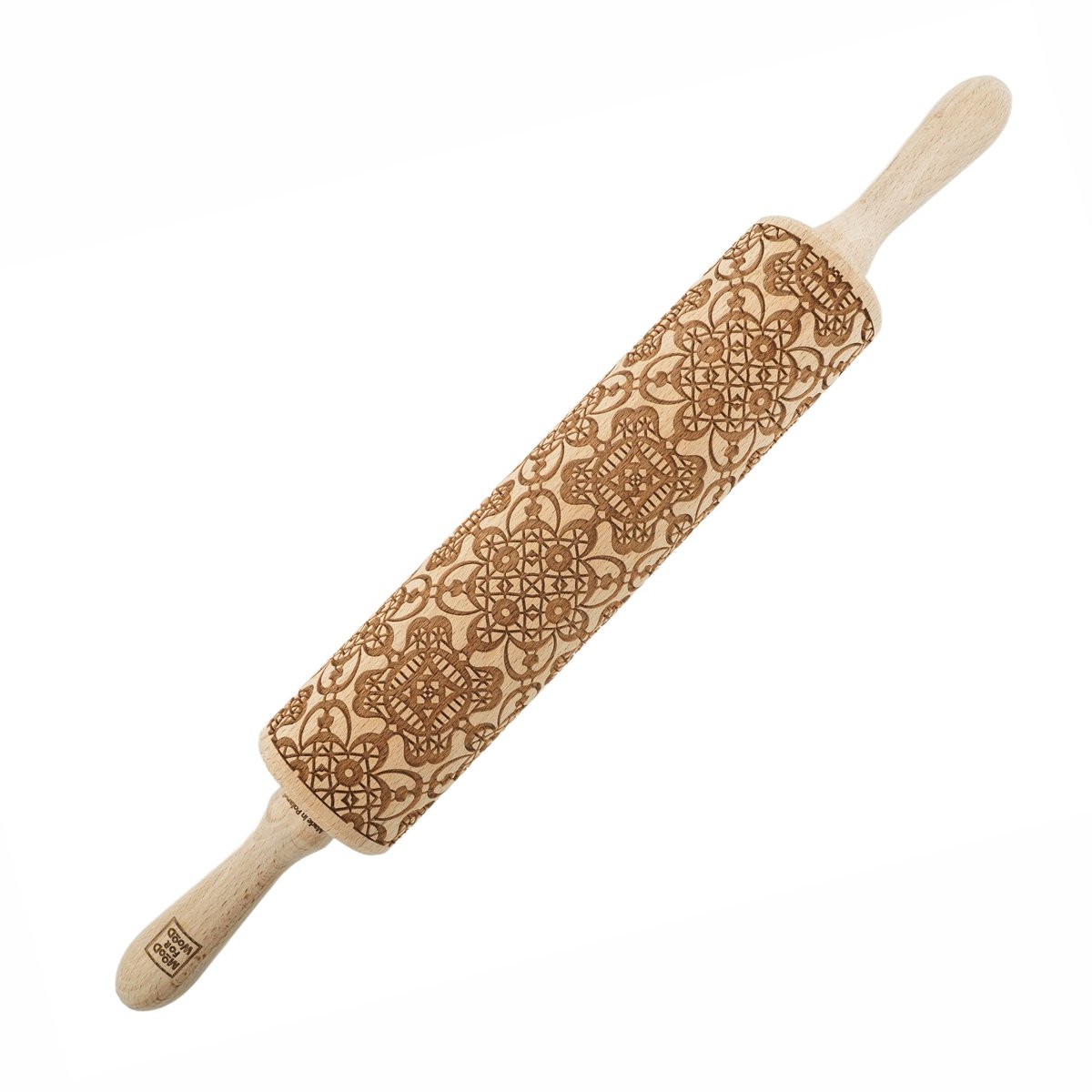 MoodForWood - Houten Deegroller - Gekraveerd - 43 cm - Kantpatroon