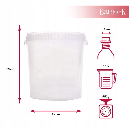 Bimberek - Fermentatie Vat - 33L - Transparant - Met Kraan van bimberek — afbeelding 3