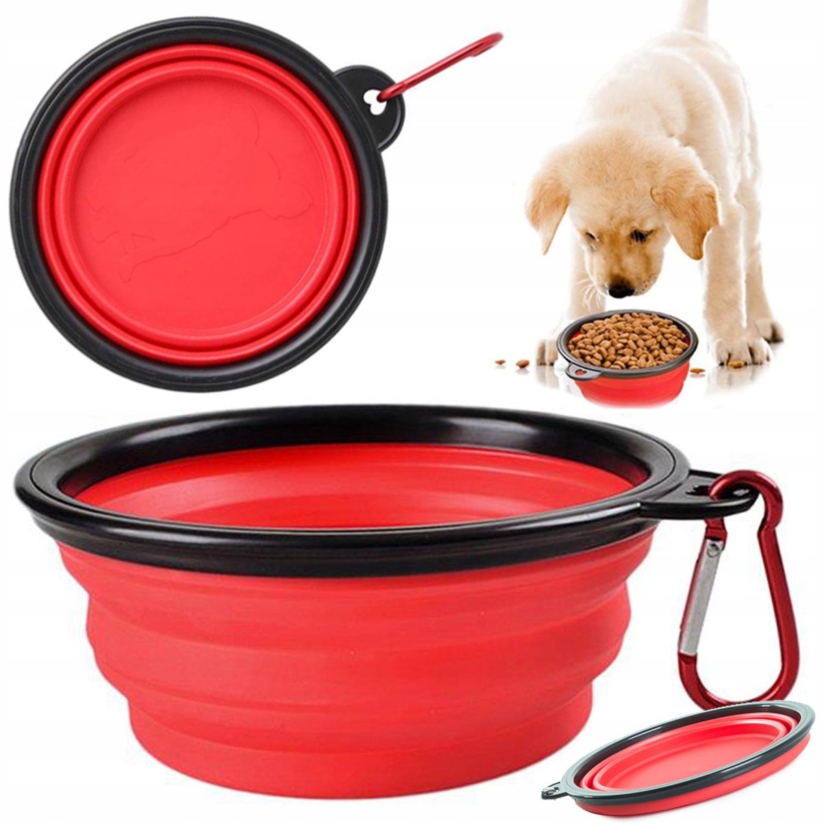 Ouyaying - Opvouwbare Hondenvoerbak - 800ml - Rood - Siliconen