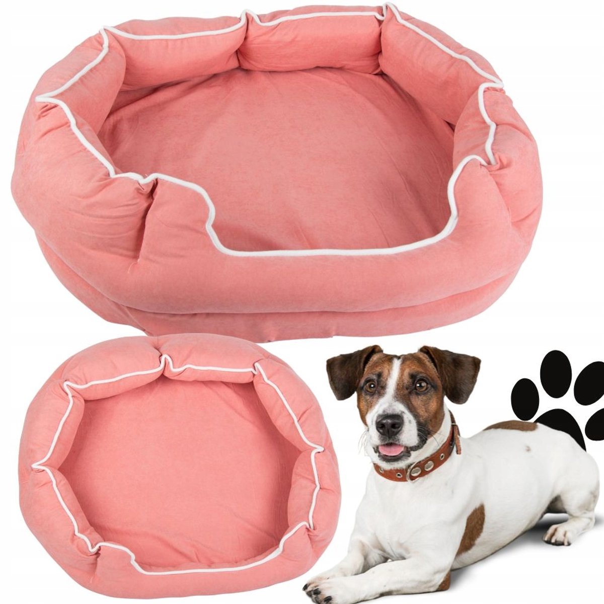 Ouyaying - Oktagonaal Huisdierbed - 70 cm - Roze - Comfortabel en Zacht