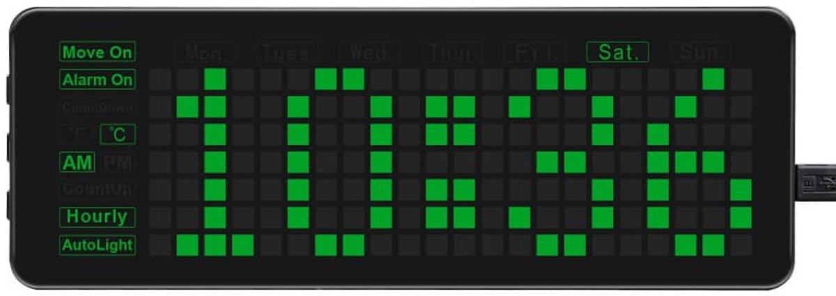 WaveShare Pico-Clock-Green - LED Klok - RTC DS3231 - Buzzer - 5V USB