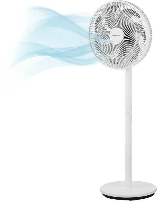 Inventum VST350W statiefventilator wit, 3 snelheden, verstelbaar hoogte, 35 cm, 85° oscillatie, 55W motor