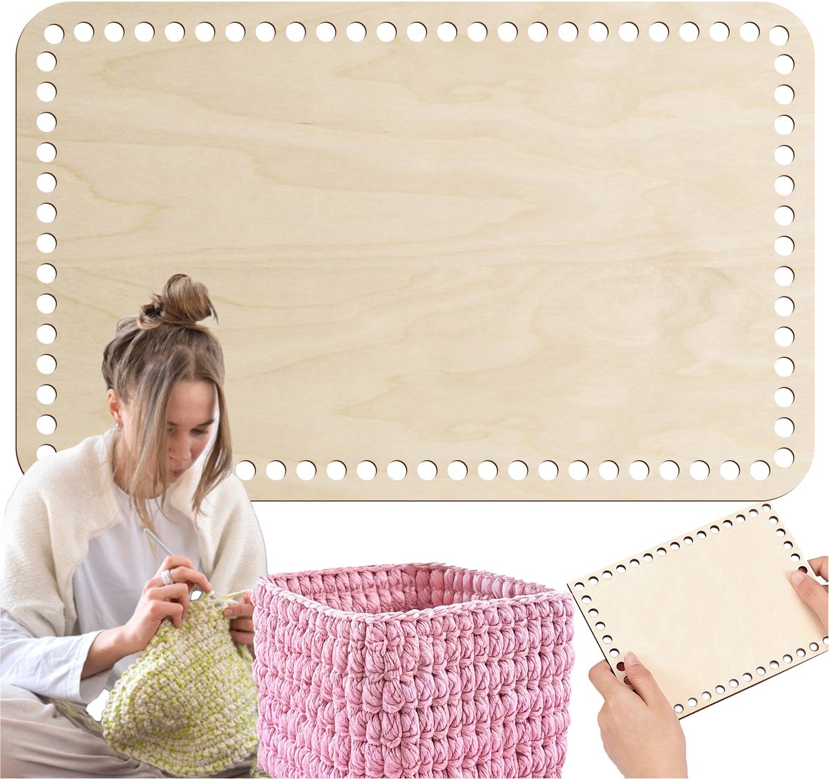 SMX Design - Basis voor haken - 40x25cm - Ovaal - Berkenmultiplex