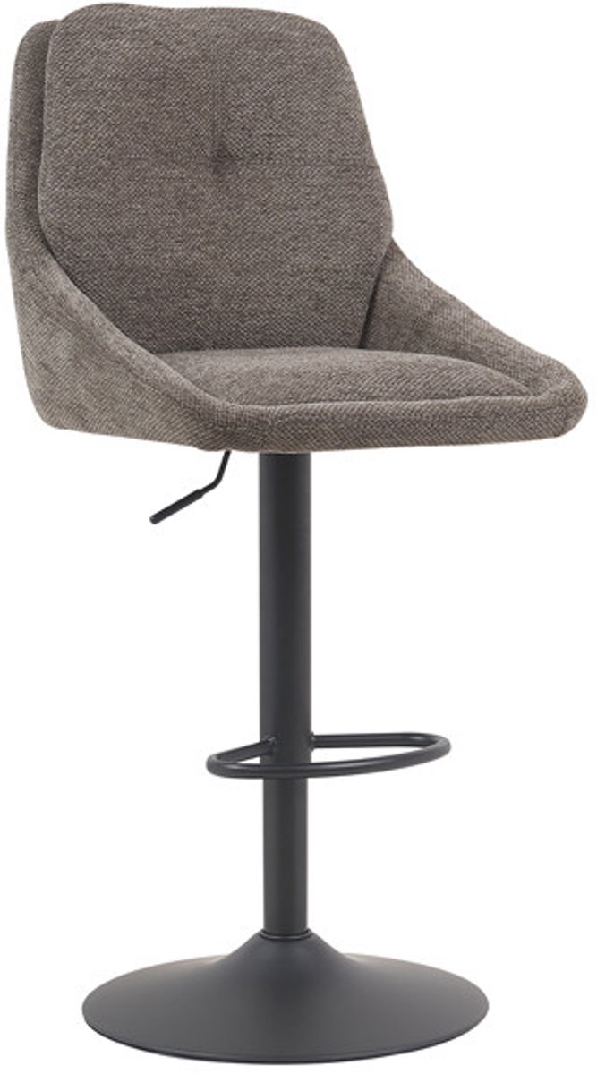 Barkruk Avaro Grijs - Stof - Set van 2 - Geschikt voor kookeiland - Draaibaar - Met rugleuning - In hoogte verstelbaar - Zithoogte 85 - 64 cm - Zitdiepte 44 cm