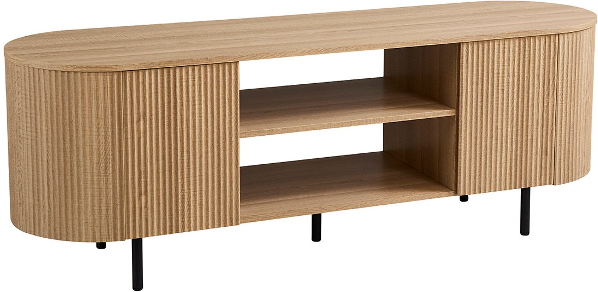 TV-Meubel Odile Eiken - MDF - Breedte 160 cm - Hoogte 58 cm - Diepte 45 cm - Met planken -