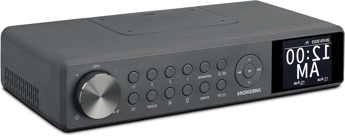 Keukenradio DAB+ - Onderbouwradio Bluetooth - Muziek Koken - Ingebouwde LED strip - 2.4 inch display - Grijs