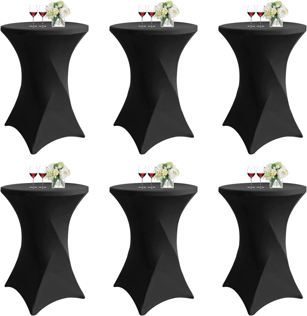 Tafelhoezen Set - Elastische hoezen - Feestelijke decoratie - Windbestendig ontwerp - 60x110 cm 6 stuks - Zwart