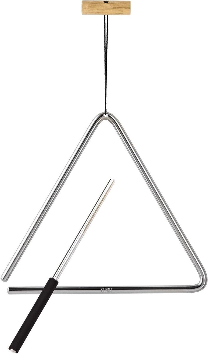 Percussie Driehoek - Muziek Driehoek - Muzikale Expressie - Inclusief Houder - 8 inch - Zilver
