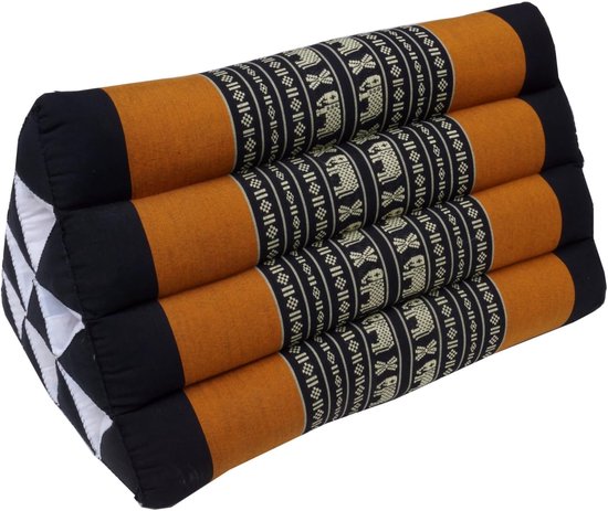 Driehoekig Kussen - Thaise Mat - Ontspannen Zitten - Kapok Vulling - 50 x 30 cm - Bruin van Merkloos — afbeelding 5