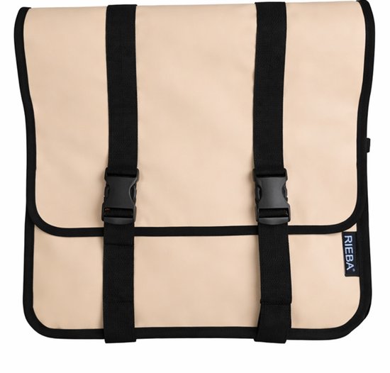 Rieba® Dubbele Fietstas 42 Liter - Electrische fiets - Stadsfiets - Reflectoren - Beige - Waterdicht - Tarpaulin - Universele Bevestiging van Rieba — afbeelding 2