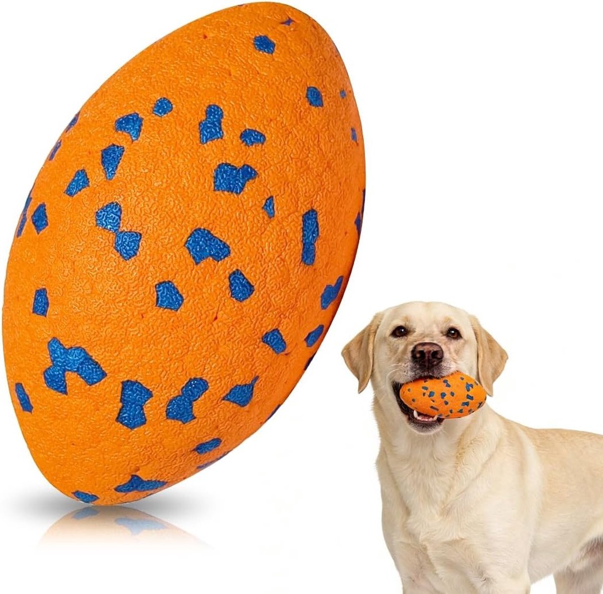 Robuust hondenvoetbal voor sterke kauwers, onverwoestbaar hondenspeelgoed voor middelgrote en grote honden, drijvend speelgoed voor water- en apporteerspellen, oranje