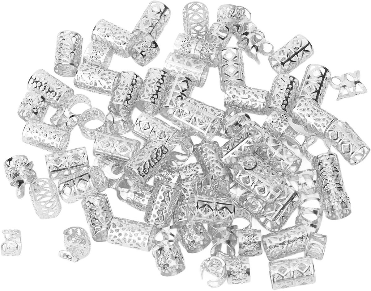 Dreadlock Haarringen, 120 Stuks Metalen Dreadlock Kralen en Braid Ringen voor Haaraccessoires, Perfect voor Dreadlocks, Vlechten en Haarstyling