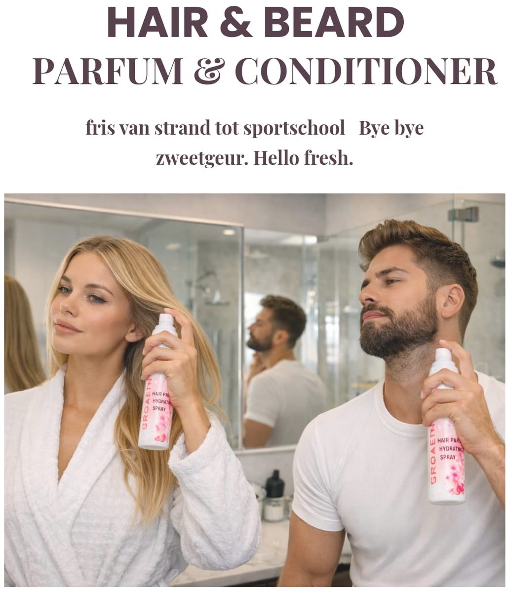 Origeen Parfum & leave in Conditoner voor hair en Beard – Parfum en conditioner voor Baard - Neutraliseert haar en baard geurtjes, Hydraterend & minder gespleten haarpunten