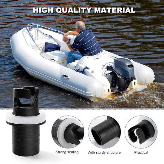 Opblaasbare Boot Adapter - Kajak Adapter Ventiel - Boot Opblazen - Stevige Kunststof Structuur - 2 Stuks - Zwart — afbeelding 4