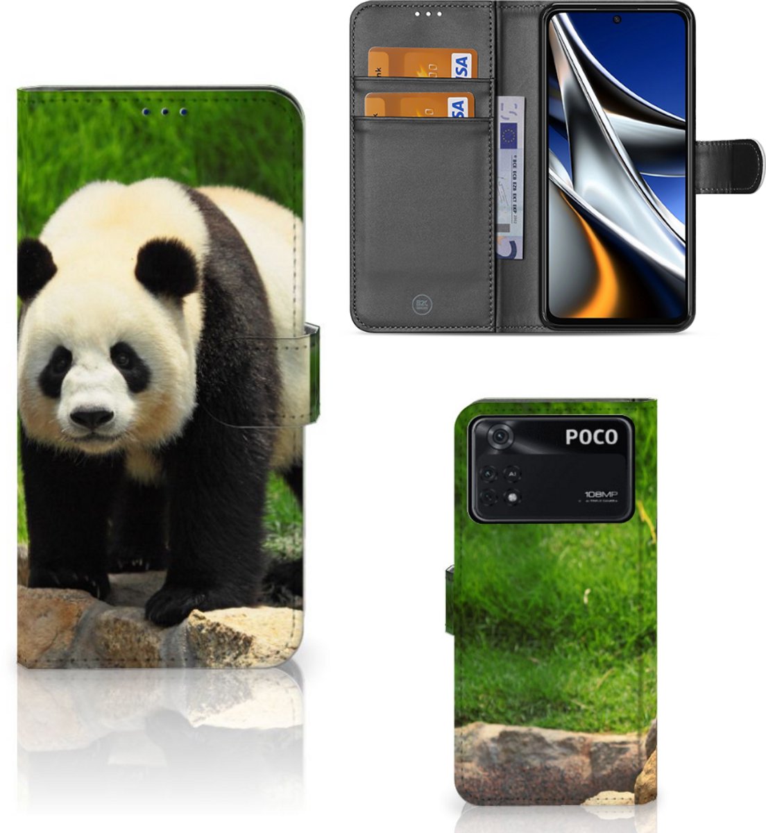 Xiaomi Poco X4 Pro 5G Telefoonhoesje met Pasjes Panda