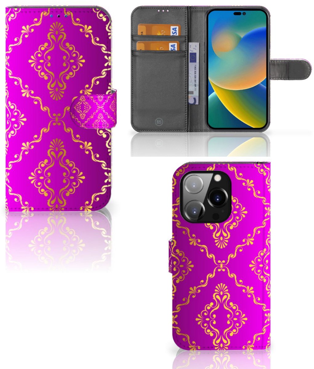Wallet Case iPhone 14 Pro Barok Roze