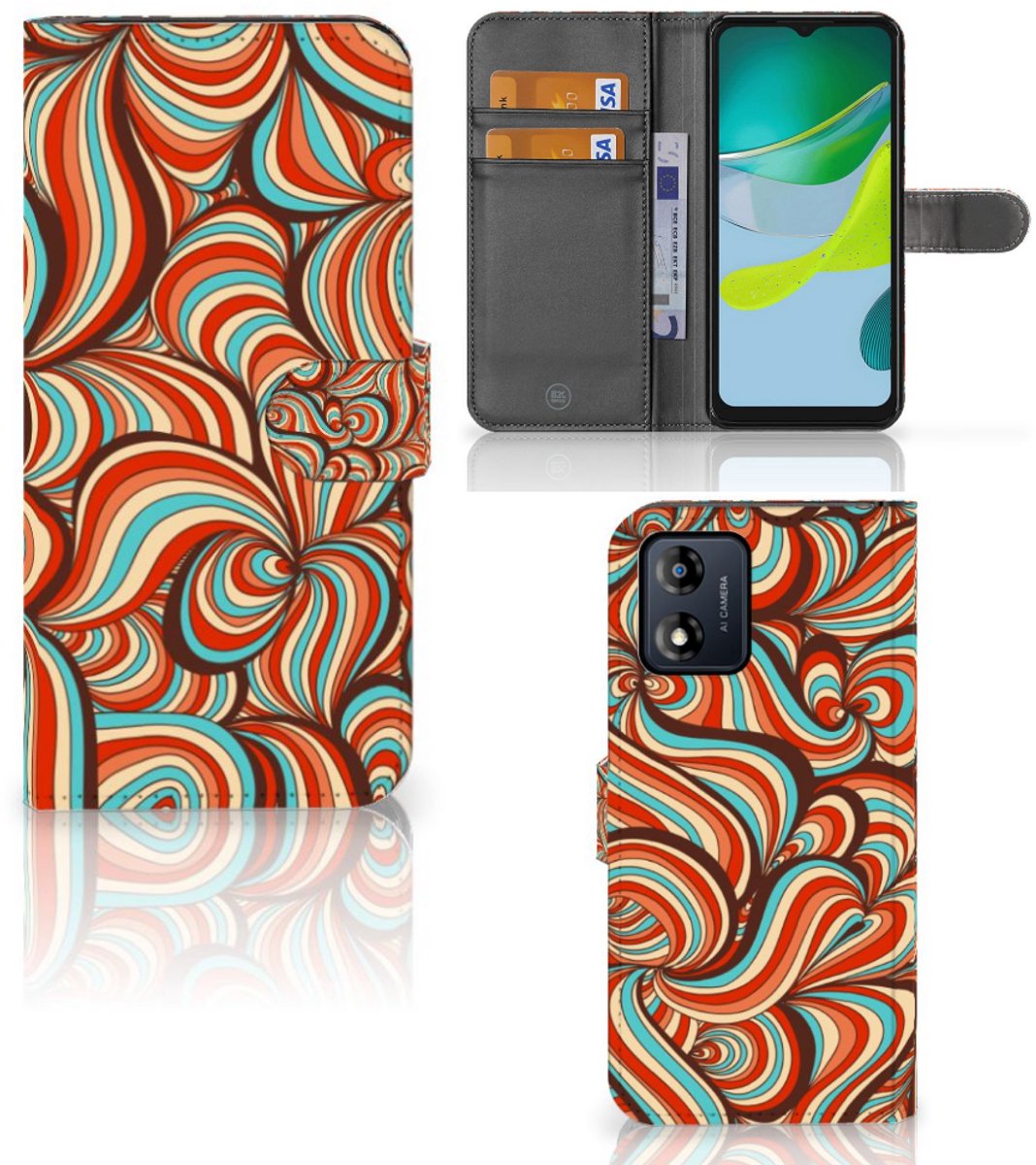 Book Case voor Motorola Moto E13 4G Hoesje Retro