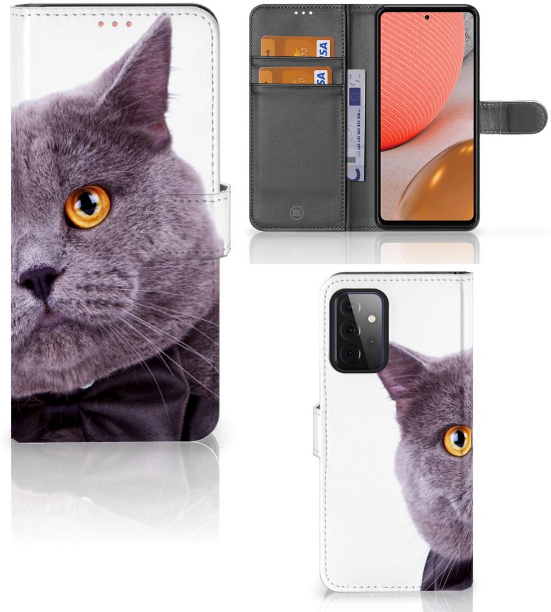 Samsung Galaxy A72 Telefoonhoesje met Pasjes Kat