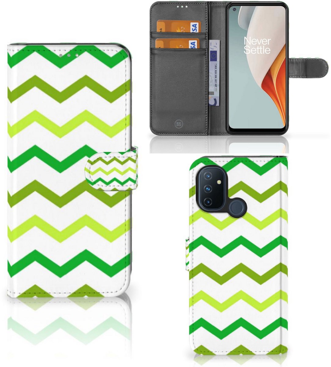 OnePlus Nord N100 Telefoon Hoesje Zigzag Groen