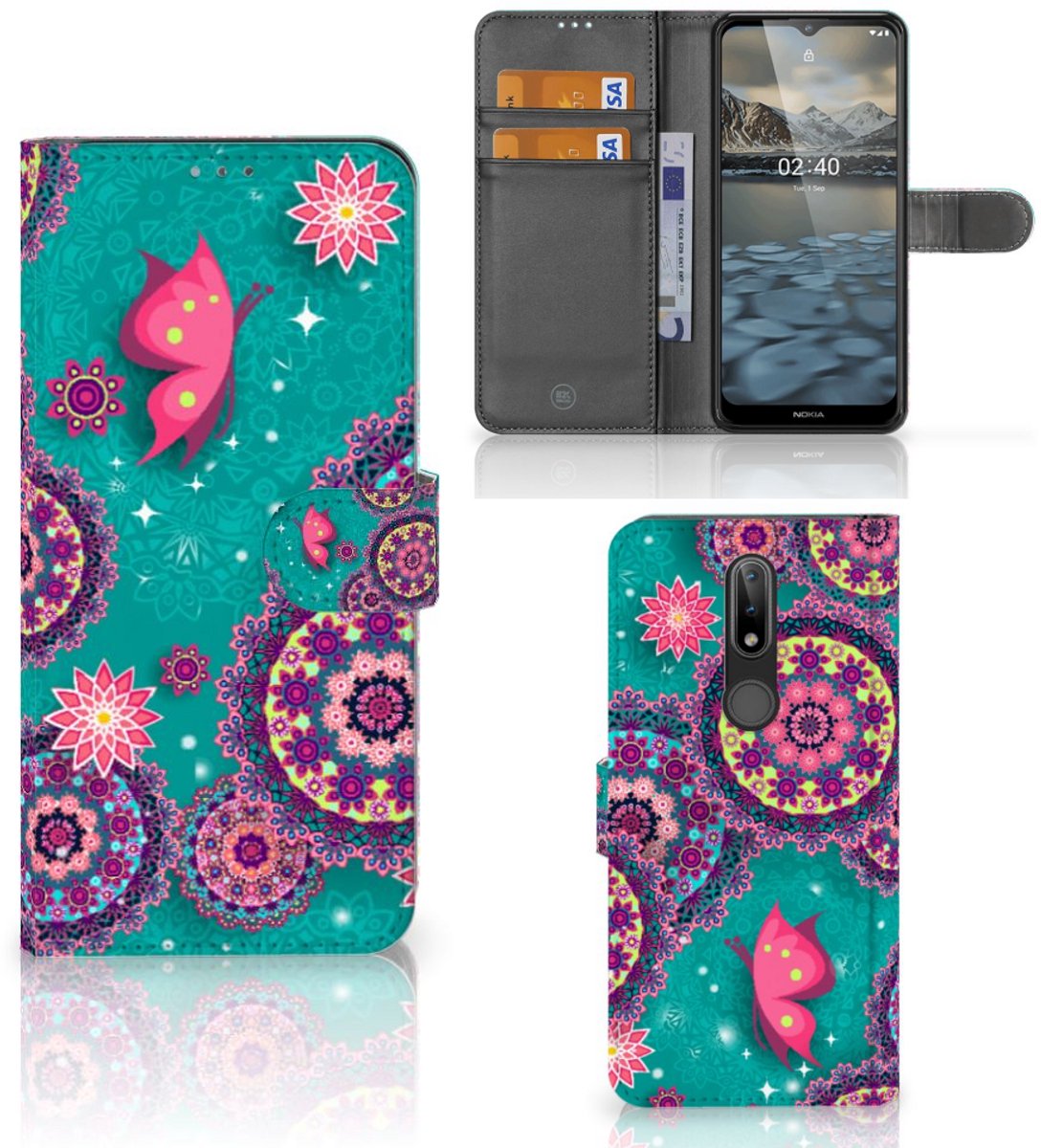 Nokia 2.4 Hoesje Cirkels en Vlinders