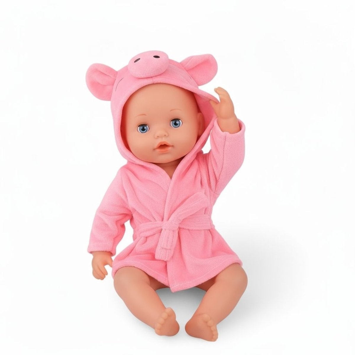 Poppenkleertjes voor babypop 43 cm - Roze varken badjas - In cadeauzakje - Poppenkleding geschikt voor o.a. Baby Born pop
