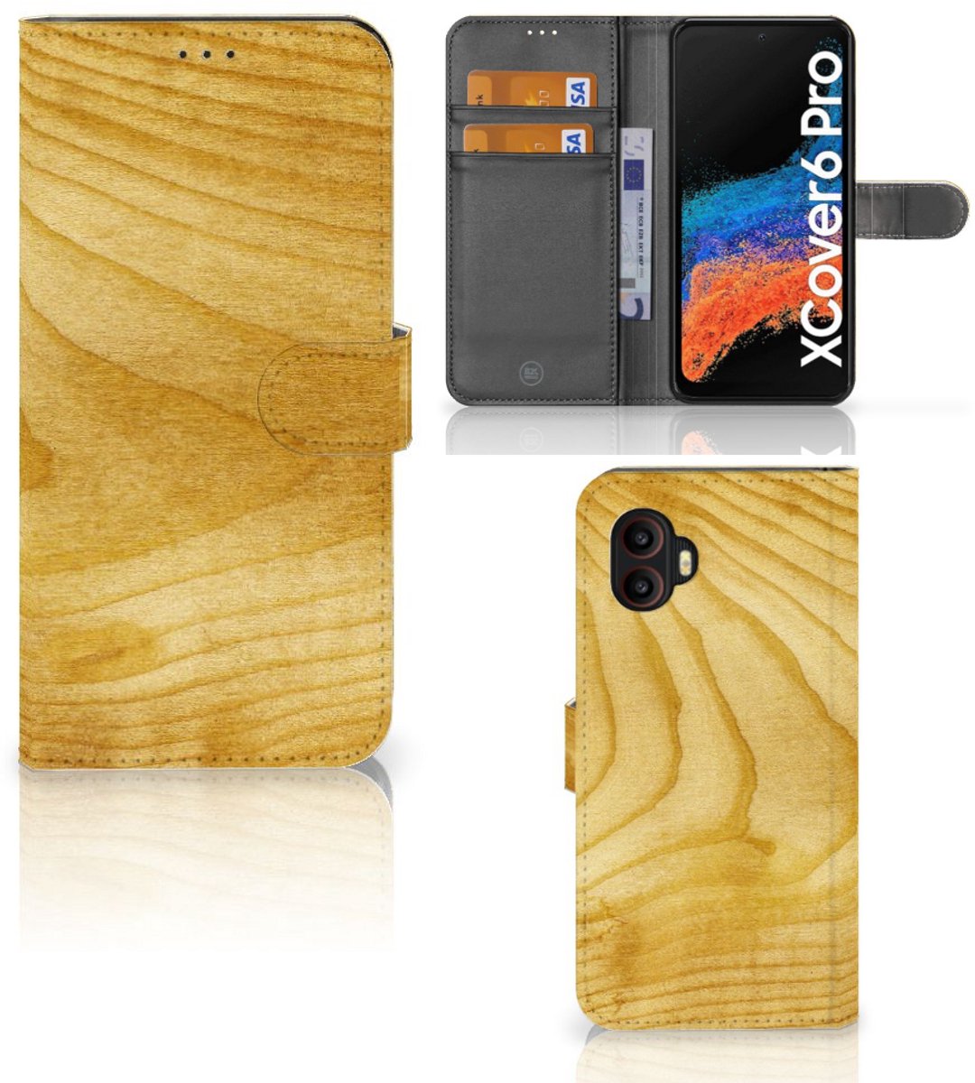 Samsung Galaxy Xcover 6 Pro Book Style Case Licht Hout