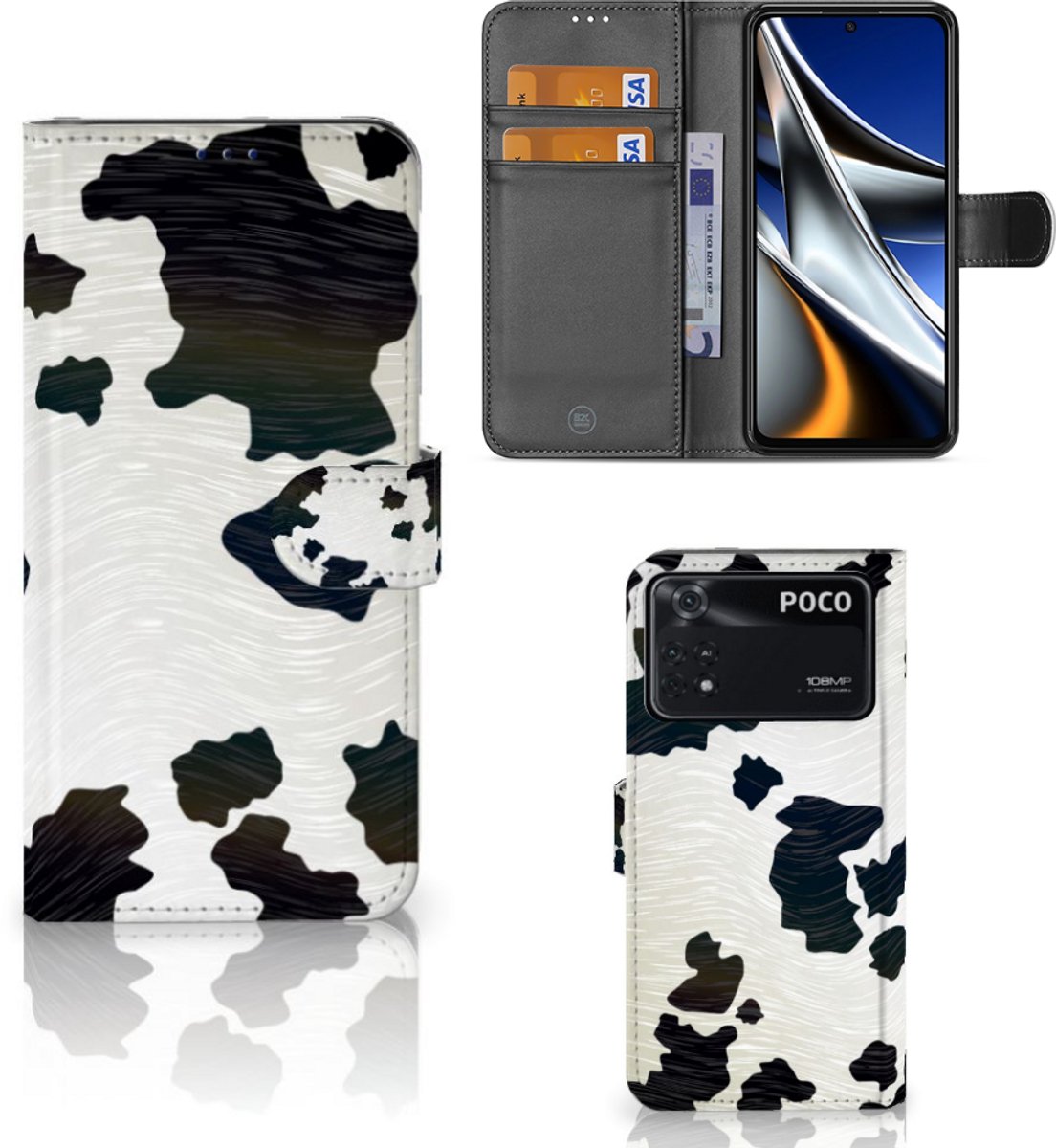 Xiaomi Poco X4 Pro 5G Telefoonhoesje met Pasjes Koeienvlekken