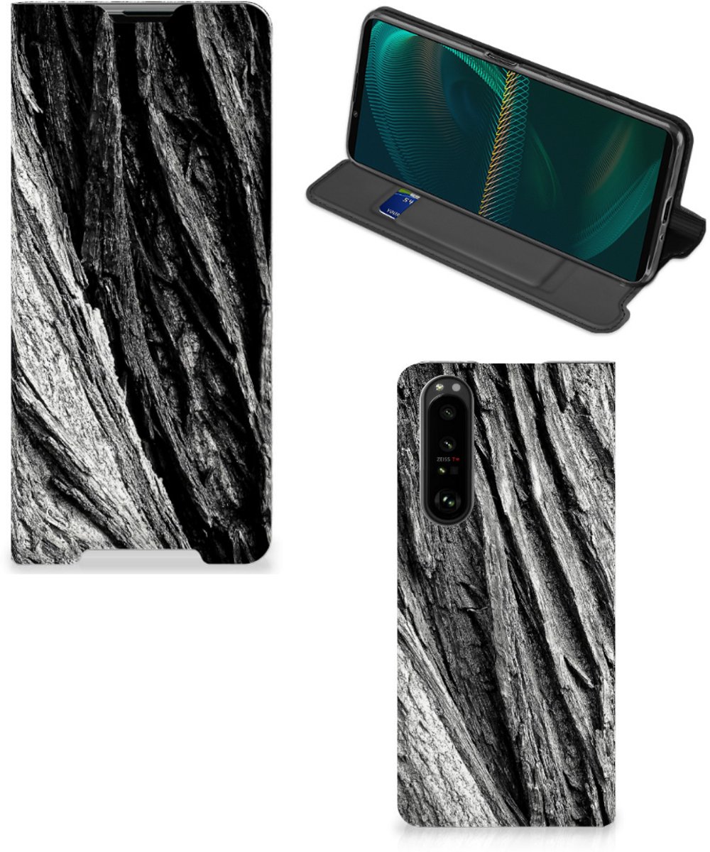 Book Wallet Case Sony Xperia 5 III Boomschors Grijs