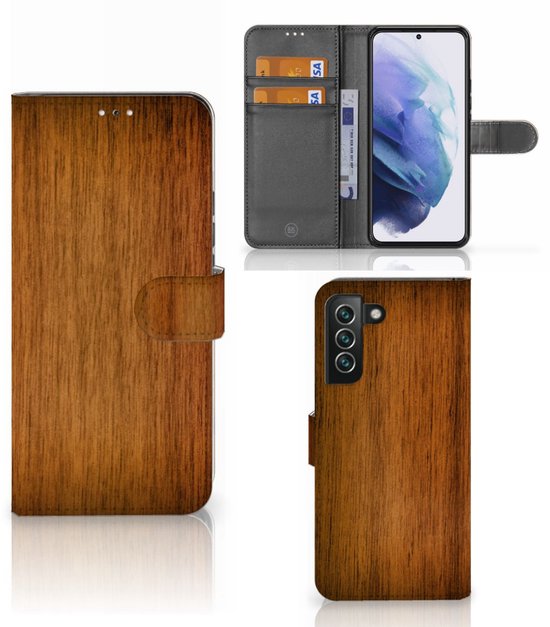 Book Case voor Samsung Galaxy S22 Plus Book Style Case Donker Hout