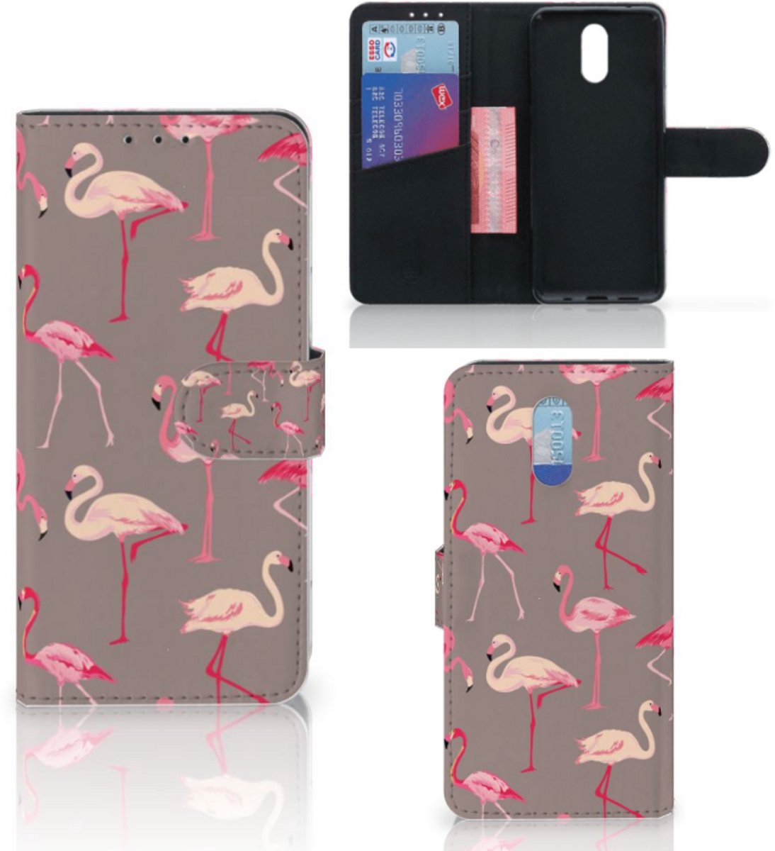 Nokia 2.3 Telefoonhoesje met Pasjes Flamingo