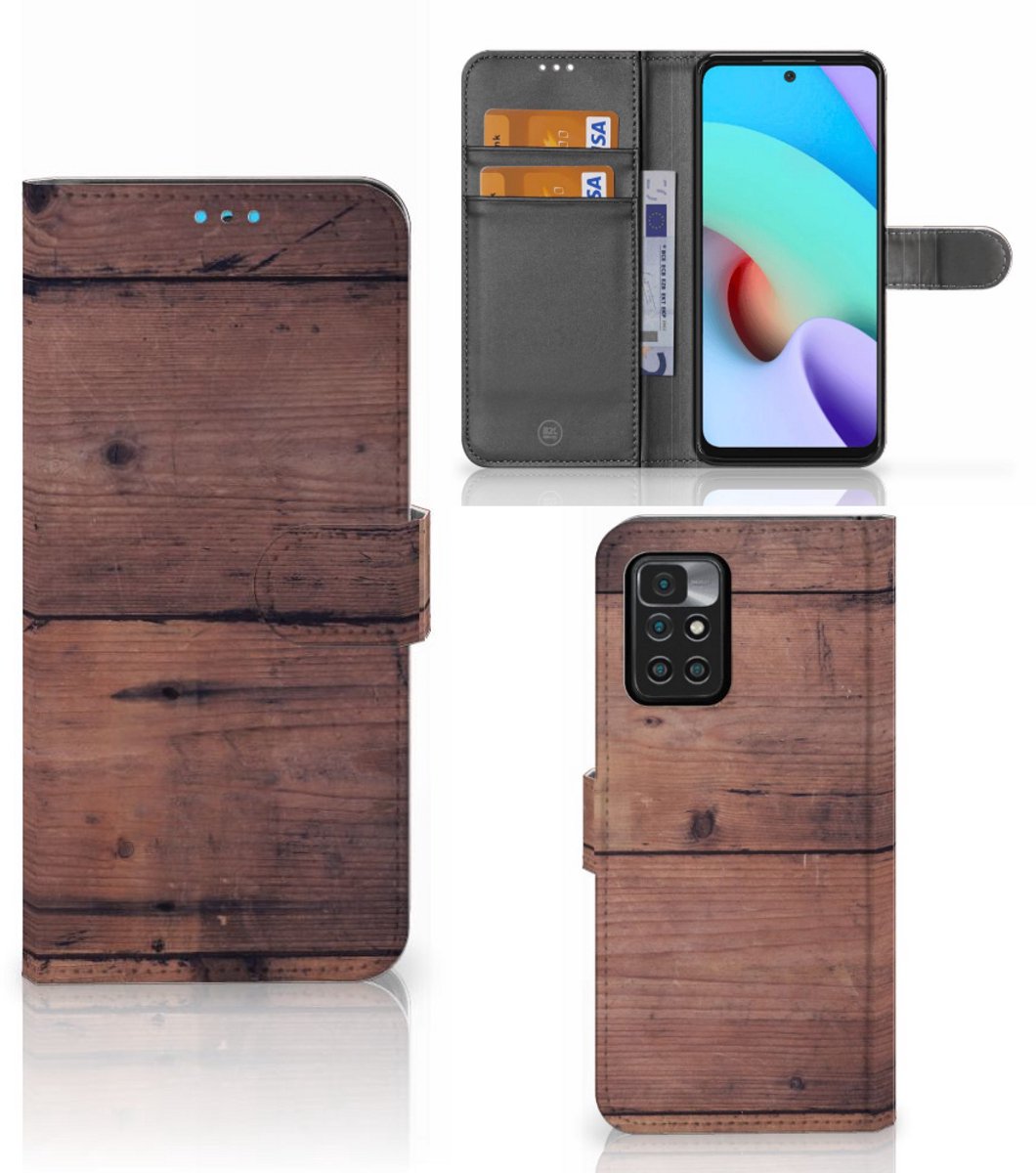 Xiaomi Redmi 10 Book Style Case Old Wood